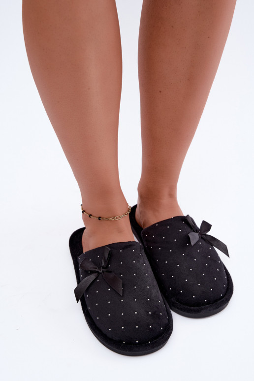Pantofole decorate con fiocchi neri Loriane