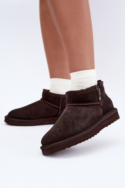 Stivali da neve in finta suede con cerniera color cioccolato Vinceza 97971