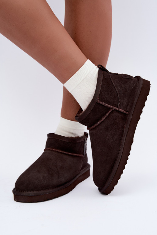 Stivali da neve in finta suede con cerniera color cioccolato Vinceza 97971