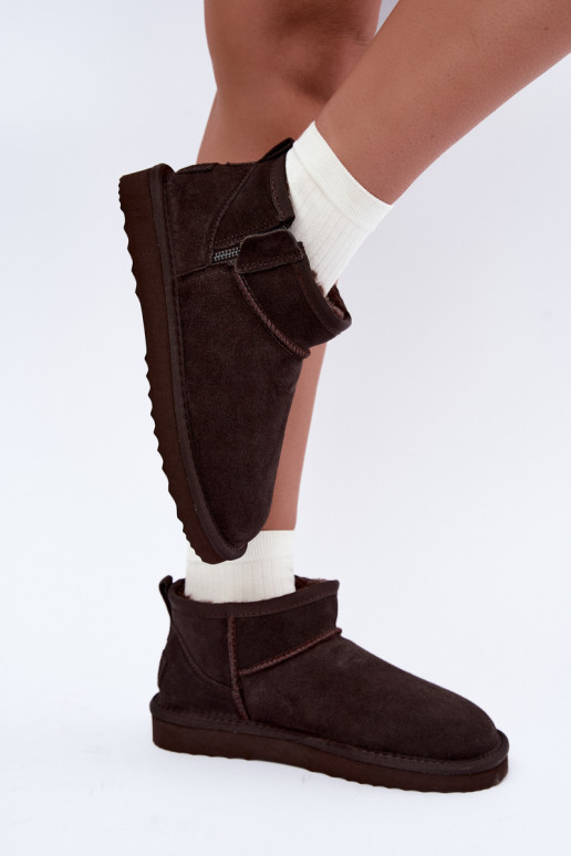 Stivali da neve in finta suede con cerniera color cioccolato Vinceza 97971