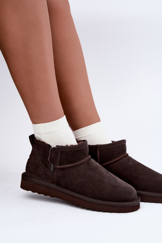 Stivali da neve in finta suede con cerniera color cioccolato Vinceza 97971
