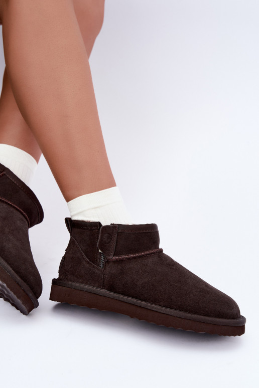 Stivali da neve in finta suede con cerniera color cioccolato Vinceza 97971