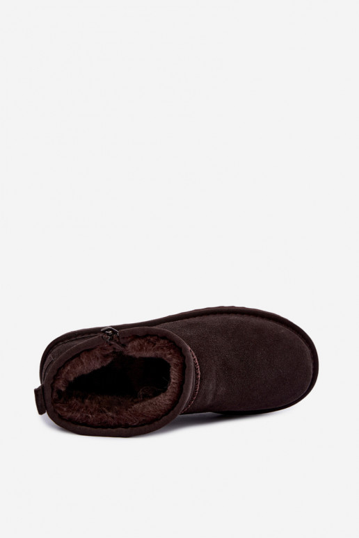Stivali da neve in finta suede con cerniera color cioccolato Vinceza 97971