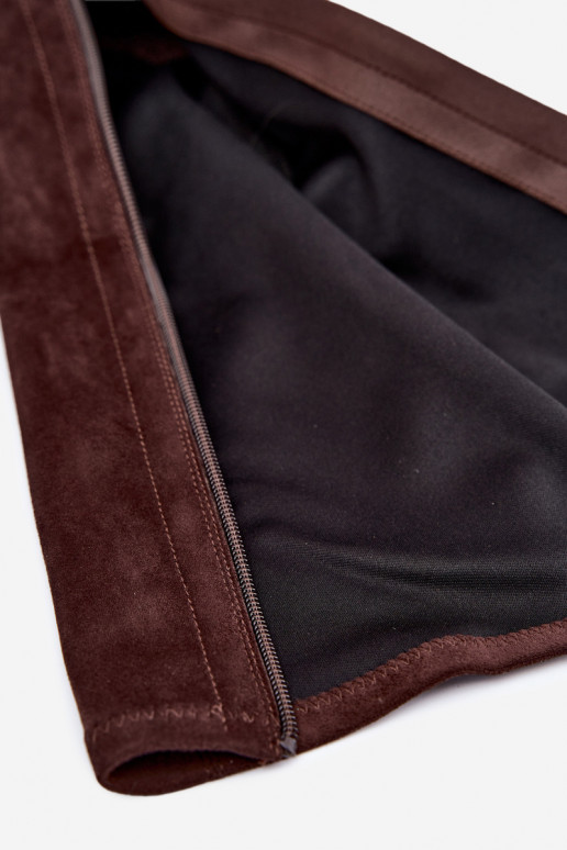 Stivali sopra il ginocchio in finta suede con tacco color cioccolato Vinceza 58332