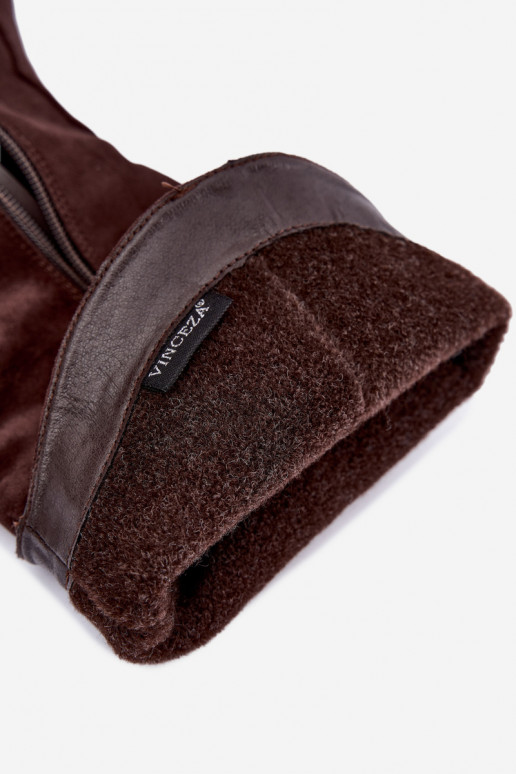 stivali lunghi in stile cowboy foderati Vinceza 58680 in colore cioccolato