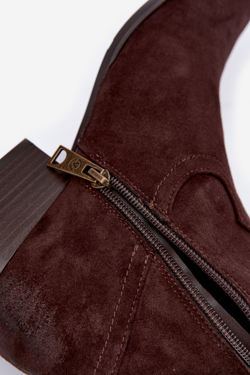 stivali lunghi in stile cowboy foderati Vinceza 58680 in colore cioccolato