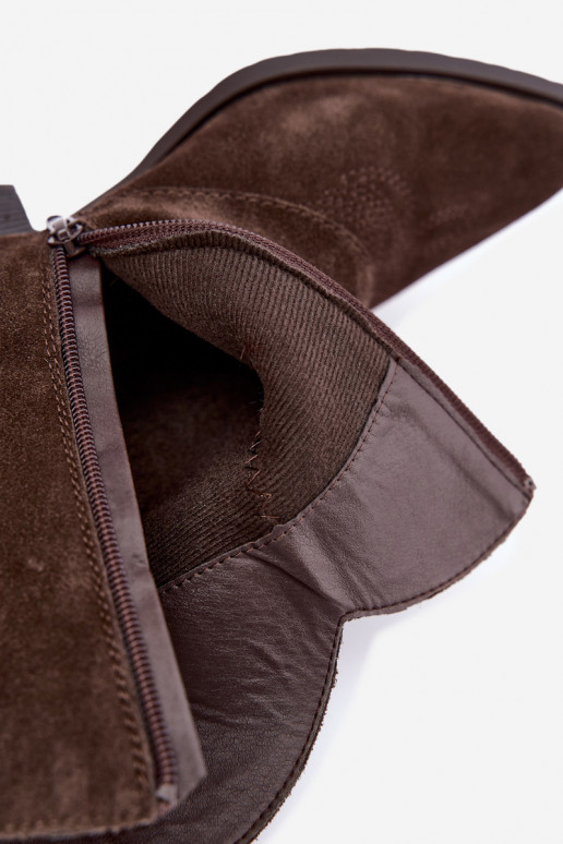 stivaletti foderati con tacco Vinceza 31715 in colore cioccolato
