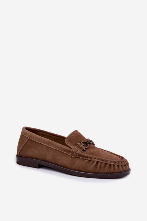 mocassini in suede con volantini e decorazione Vinceza 31718 in colore sabbia