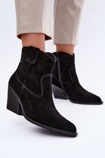 stivali in suede foderati in stile cowboy con tacco in colore nero Tirabelle