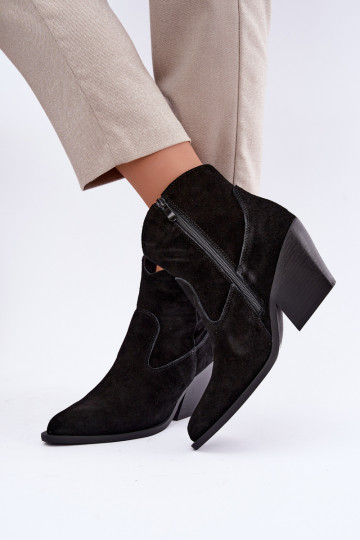 stivali in suede foderati in stile cowboy con tacco in colore nero Tirabelle 2
