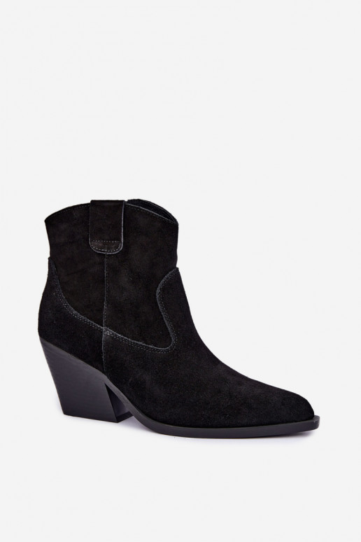 stivali in suede foderati in stile cowboy con tacco in colore nero Tirabelle