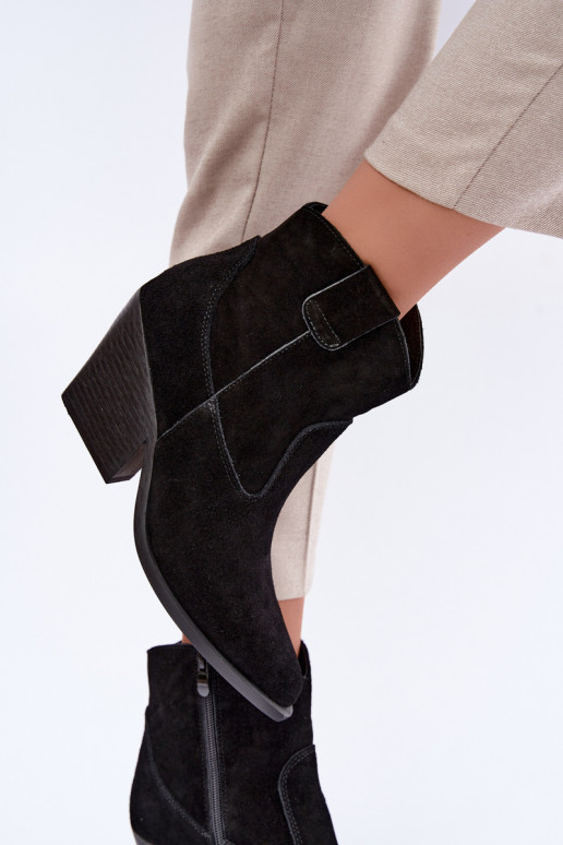 stivali in suede foderati in stile cowboy con tacco in colore nero Tirabelle