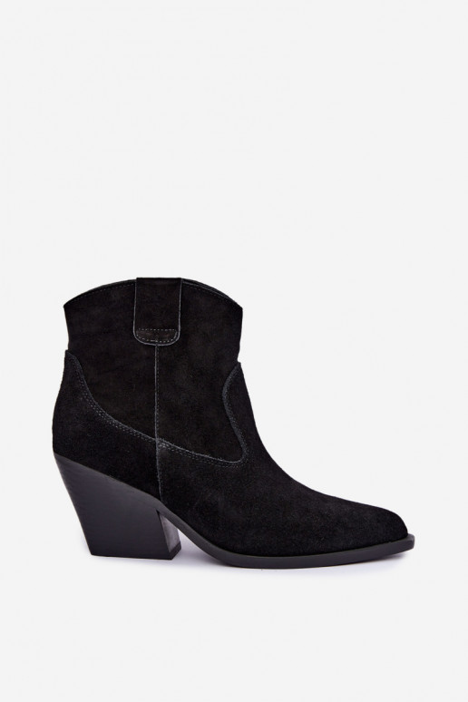 stivali in suede foderati in stile cowboy con tacco in colore nero Tirabelle