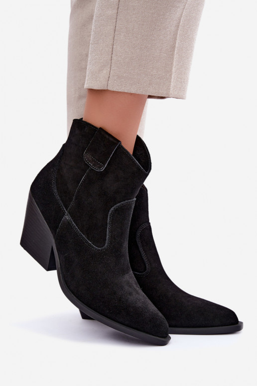 stivali in suede foderati in stile cowboy con tacco in colore nero Tirabelle