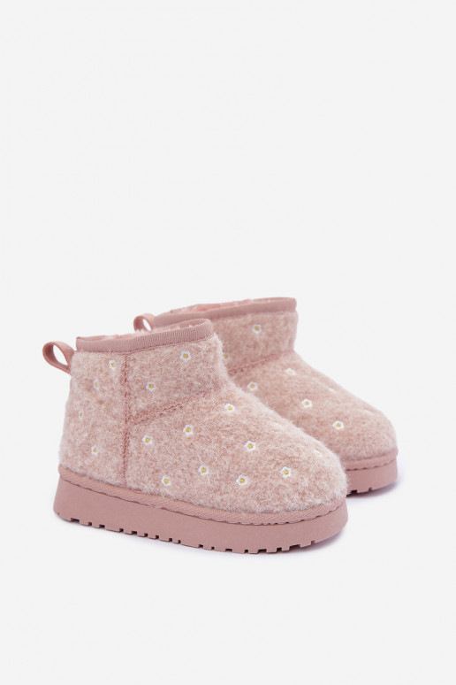 Stivali da neve per bambini rosa con motivi floreali Lunabelle
