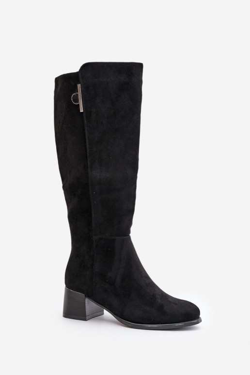 Stivali alti con tacco in suede sintetico neri Izanae
