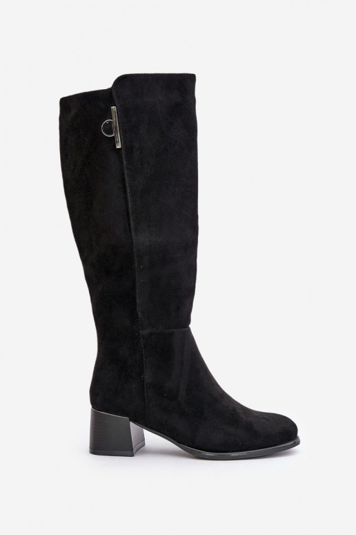 Stivali alti con tacco in suede sintetico neri Izanae