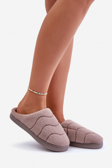 Pantofole calde da donna con pelliccia marroni Vamirae 2