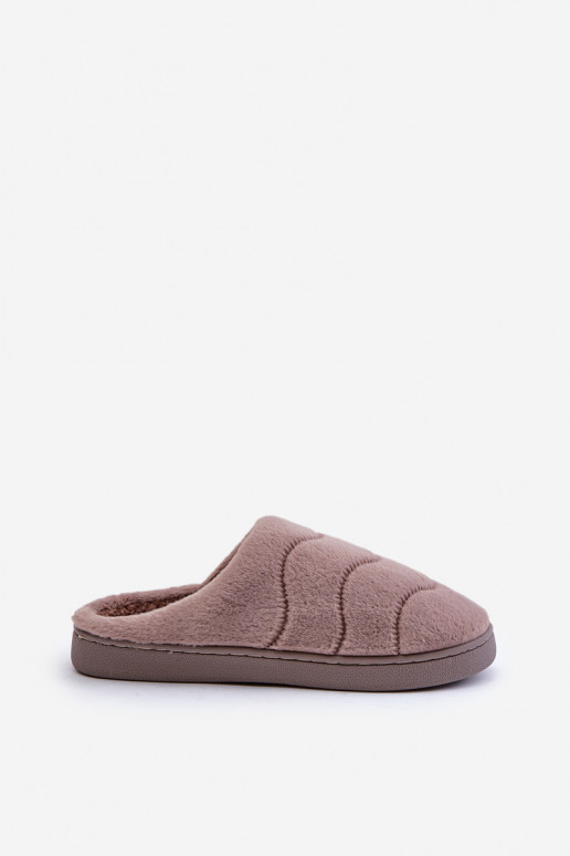 Pantofole calde da donna con pelliccia marroni Vamirae