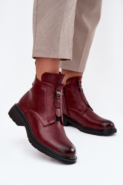 Stivaletti caldi da donna con dettagli decorativi bordeaux Roselle