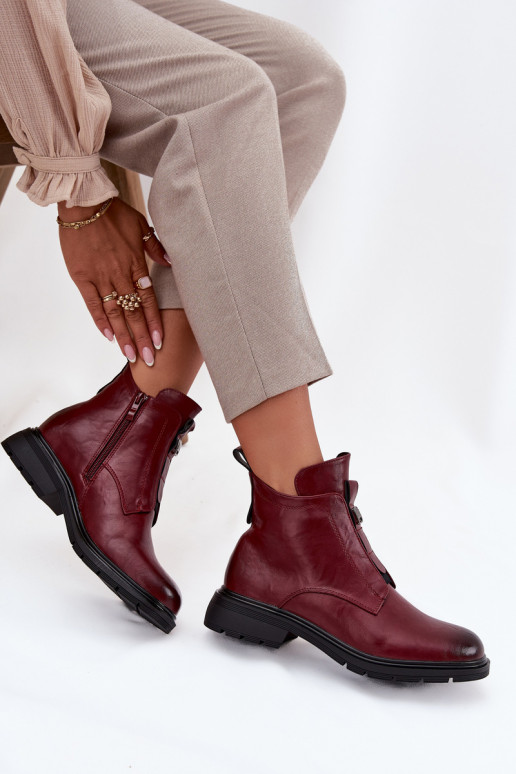 Stivaletti caldi da donna con dettagli decorativi bordeaux Roselle