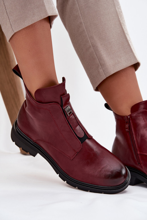 Stivaletti caldi da donna con dettagli decorativi bordeaux Roselle