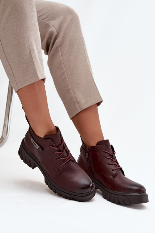 Stivaletti bassi caldi da donna con tacchi decorati bordeaux Therisse