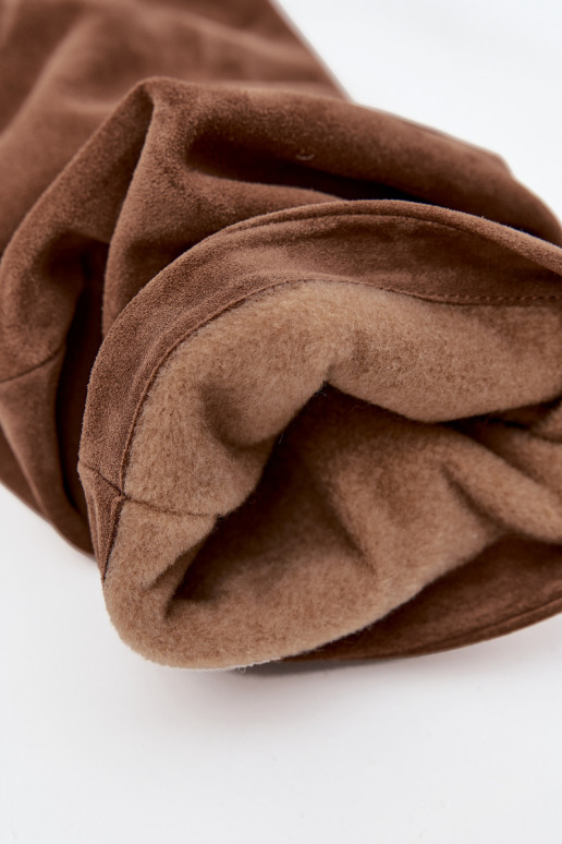 Stivali lunghi marroni in suede sintetico con tacco Zazoo 4228