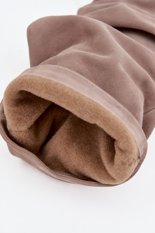 Stivali lunghi marroni in suede sintetico con tacco Zazoo 4228