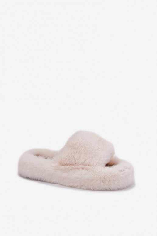 Pantofole avorio da donna con pelliccia Biella