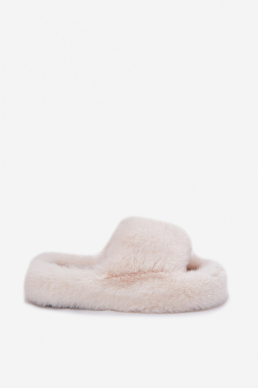 Pantofole avorio da donna con pelliccia Biella