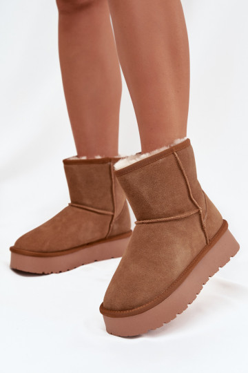 Stivali da neve marroni da donna in suede sintetico con piattaforma Privine 2