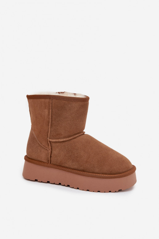 Stivali da neve marroni da donna in suede sintetico con piattaforma Privine