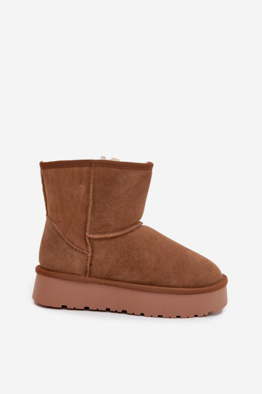 Stivali da neve marroni da donna in suede sintetico con piattaforma Privine