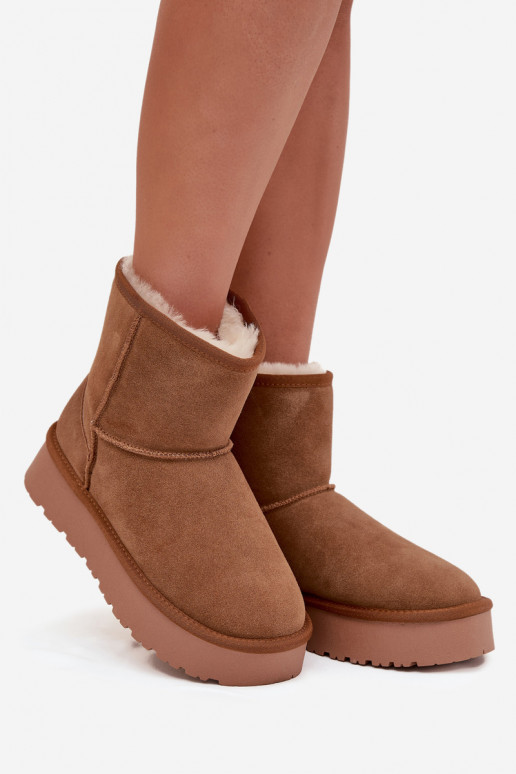 Stivali da neve marroni da donna in suede sintetico con piattaforma Privine