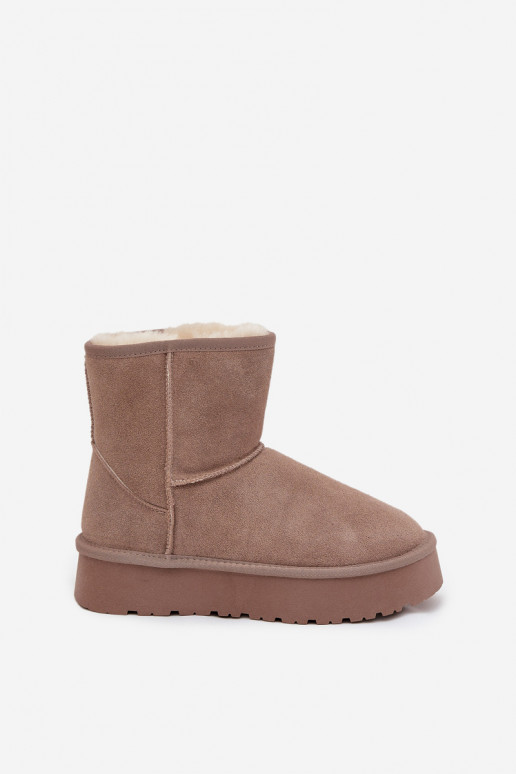 Stivali da neve beige da donna in suede sintetico con piattaforma Privine