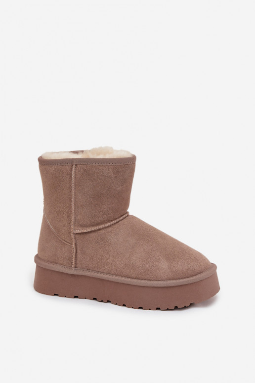 Stivali da neve beige da donna in suede sintetico con piattaforma Privine