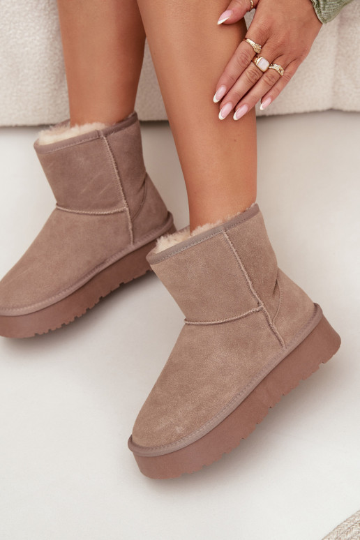 Stivali da neve beige da donna in suede sintetico con piattaforma Privine
