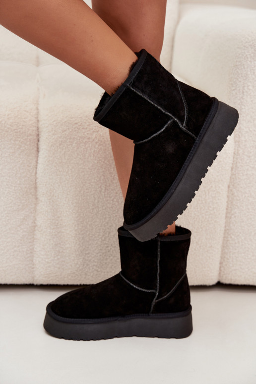 Stivali da neve neri da donna in suede sintetico con piattaforma Privine