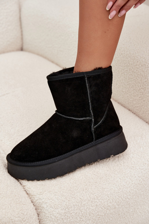 Stivali da neve neri da donna in suede sintetico con piattaforma Privine