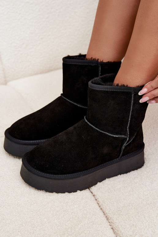 Stivali da neve neri da donna in suede sintetico con piattaforma Privine