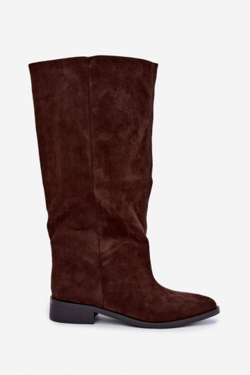 Stivali alti slip-on con tacco largo in cioccolato Cadorine 2