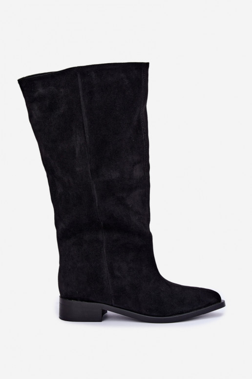 Stivali alti slip-on con tacco largo neri Cadorine