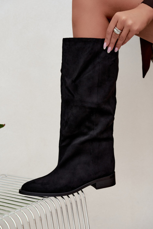 Stivali alti slip-on con tacco largo neri Cadorine