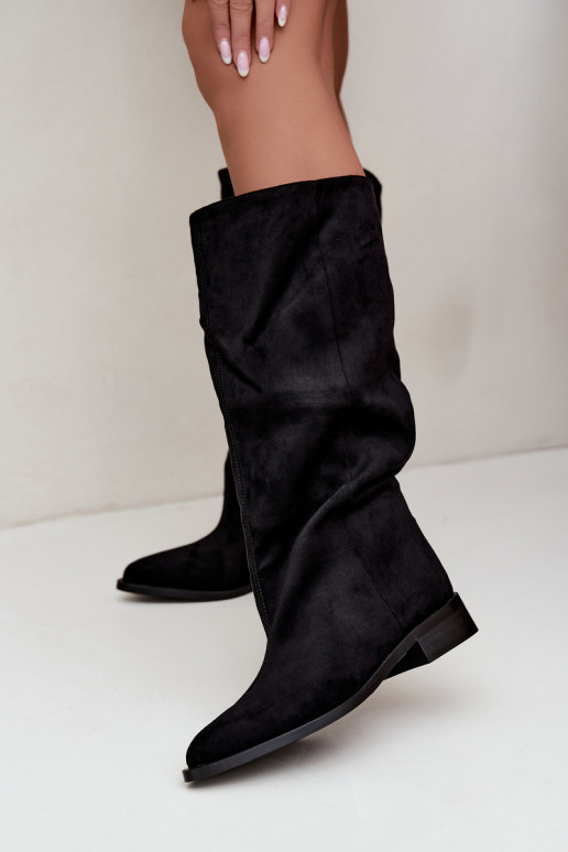 Stivali alti slip-on con tacco largo neri Cadorine