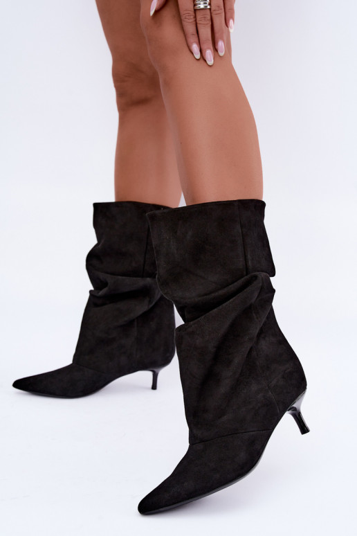 Stivaletti Slouchy slip-on con tacco neri Falisette