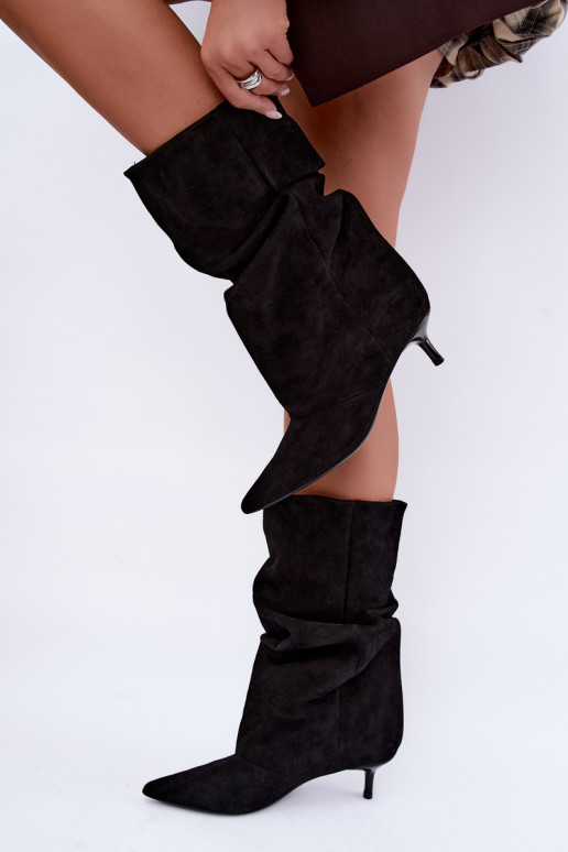 Stivaletti Slouchy slip-on con tacco neri Falisette