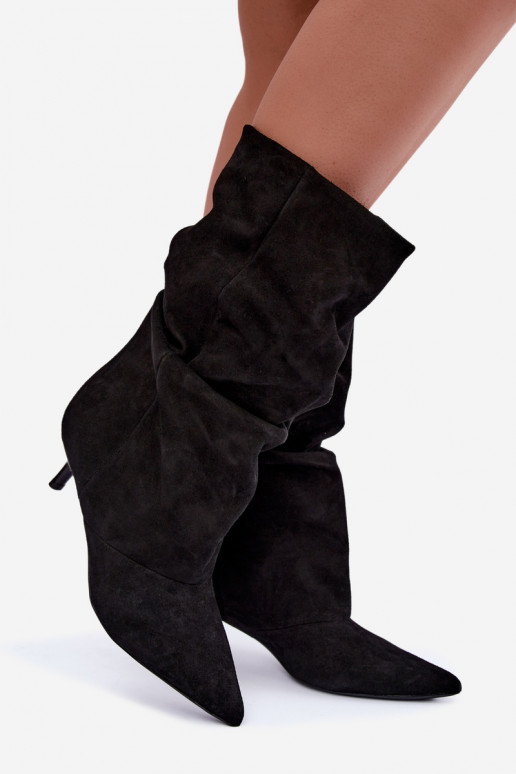 Stivaletti Slouchy slip-on con tacco neri Falisette