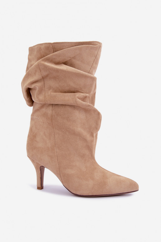 Stivaletti Slouchy slip-on con tacco in sabbia Falisette