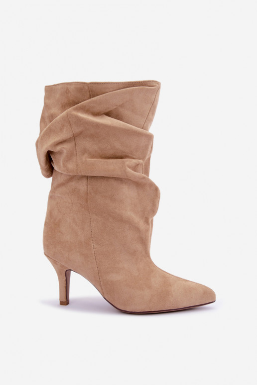 Stivaletti Slouchy slip-on con tacco in sabbia Falisette